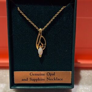 Opal Sapphire Necklace Ronte’ of Beverly Hills Vintage 1980s New In Box